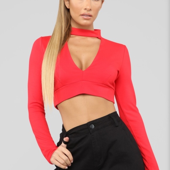 FashionNova// mock neck crop top size small - Picture 2 of 5